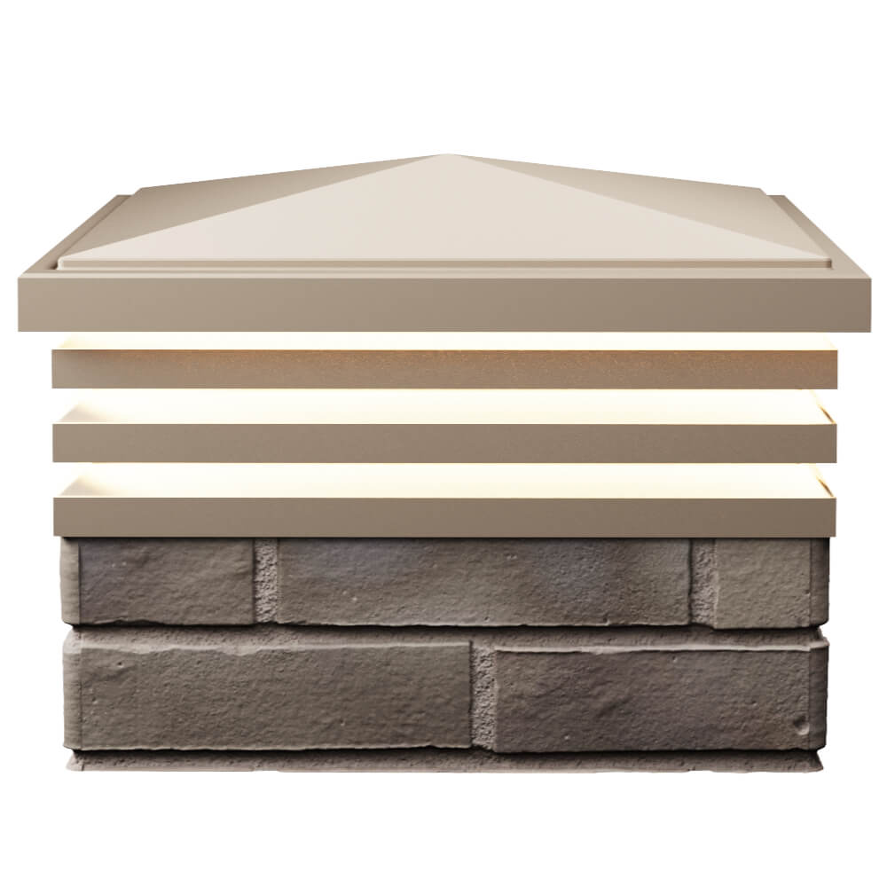 Колпак Zking Бона ХайТек Бежевый на столб 1.5х1.5 кирпича (385х385мм) с подсветкой в Москве фото