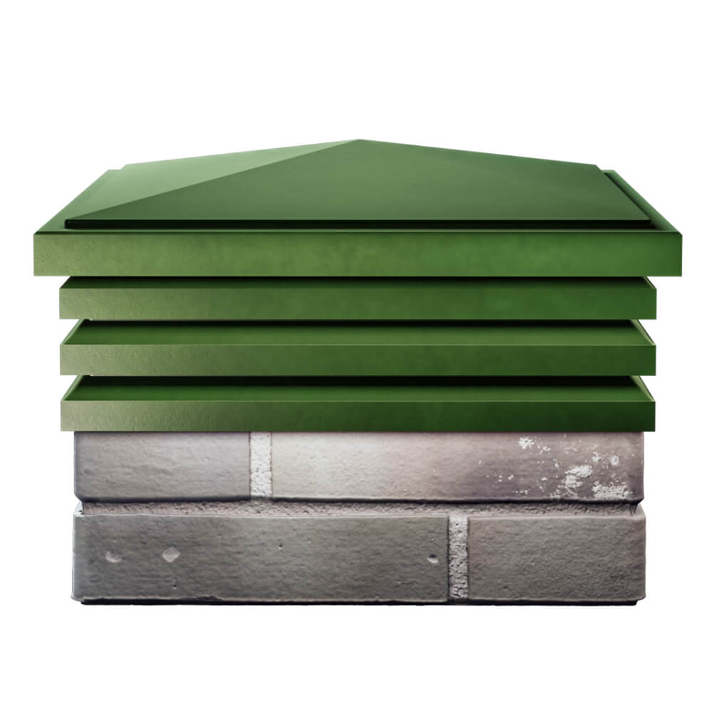 Колпак Zking Бона ХайТек Зеленый на столб 1.5х1.5 кирпича (385х385мм) Москва фото