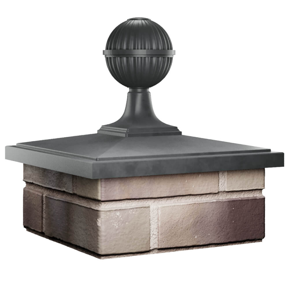 Колпак Zking БонаМоно Серый с шаром на столб 1.5х1.5 кирпича (385х385, 400х400мм) в сборе в Москве фото