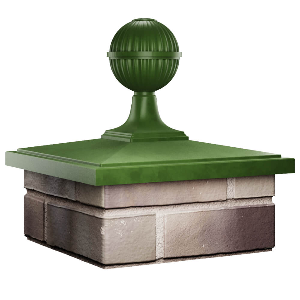 Колпак Zking БонаМоно Зеленый с шаром на столб 1.5х1.5 кирпича (385х385, 400х400мм) в сборе в Москве фото