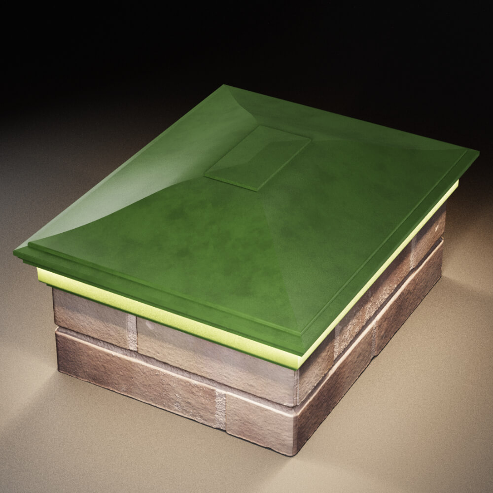 Колпак Zking Монблан Зеленый на столб 2х1.5 кирпича (515х385мм) c подсветкой в Москве фото