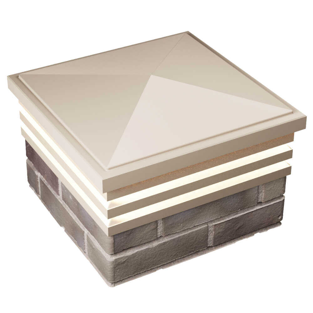 Колпак Zking Бона ХайТек Бежевый на столб 1.5х1.5 кирпича (385х385мм) с подсветкой в Москве фото