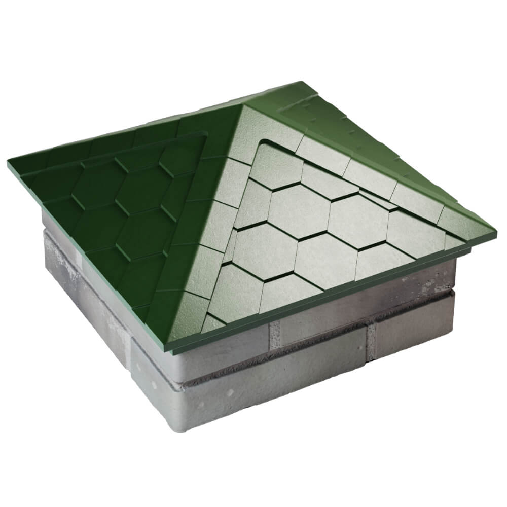 Колпак Zking Эверест Зеленый на столб 1.5х1.5 кирпича (390х390мм) в Москве фото
