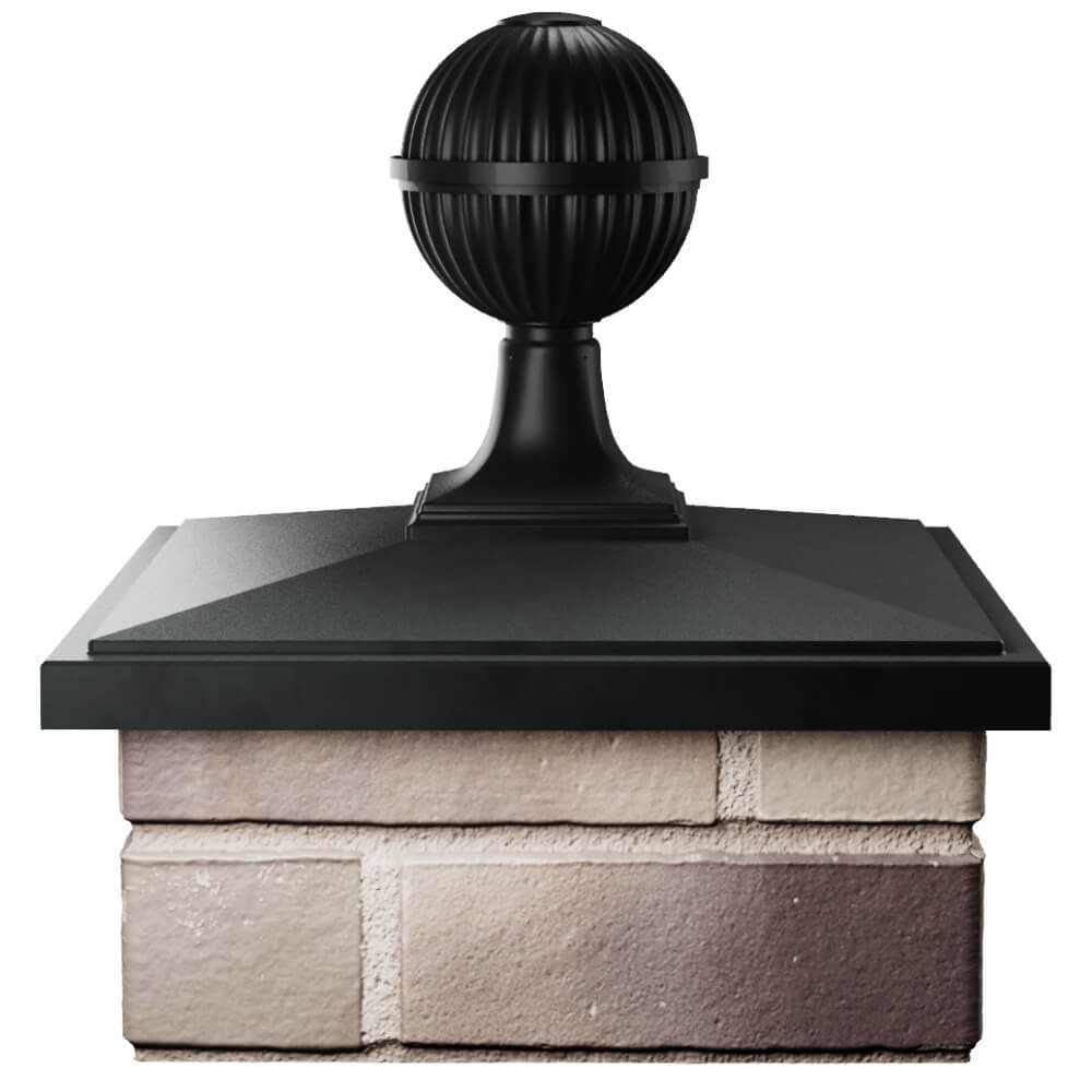 Колпак Zking БонаМоно Черный с шаром на столб 1.5х1.5 кирпича (385х385, 400х400мм) в сборе Москва фото