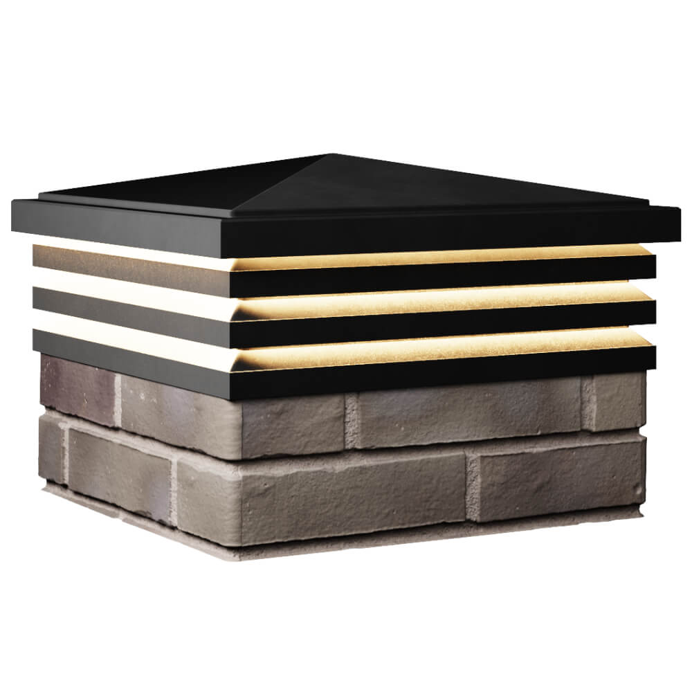 Колпак Zking Бона ХайТек Черный на столб 1.5х1.5 кирпича (385х385мм) с подсветкой в Москве фото