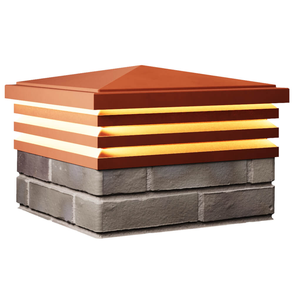 Колпак Zking Бона ХайТек Красный на столб 1.5х1.5 кирпича (385х385мм) с подсветкой в Москве фото