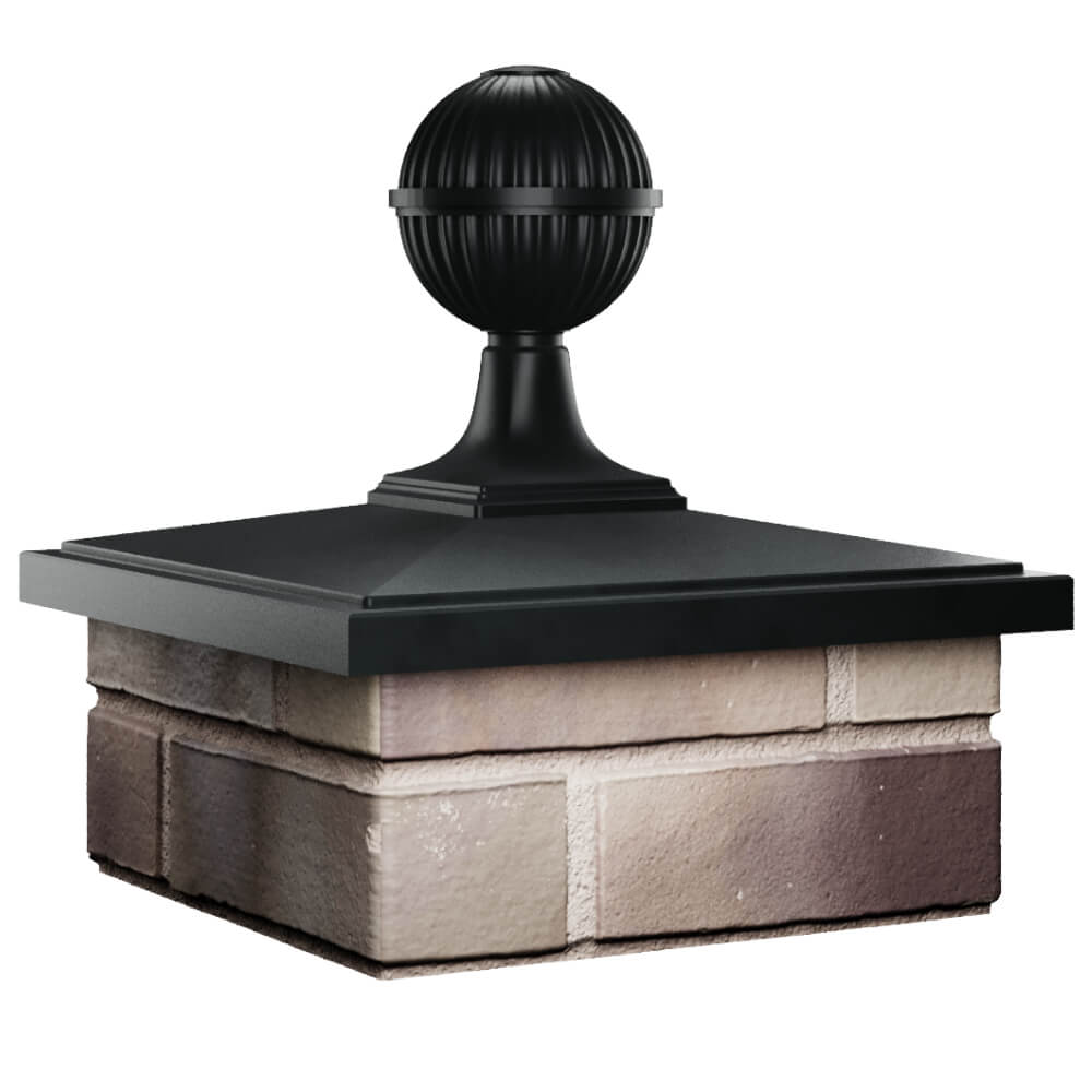 Колпак Zking БонаМоно Черный с шаром на столб 1.5х1.5 кирпича (385х385, 400х400мм) в сборе в Москве фото