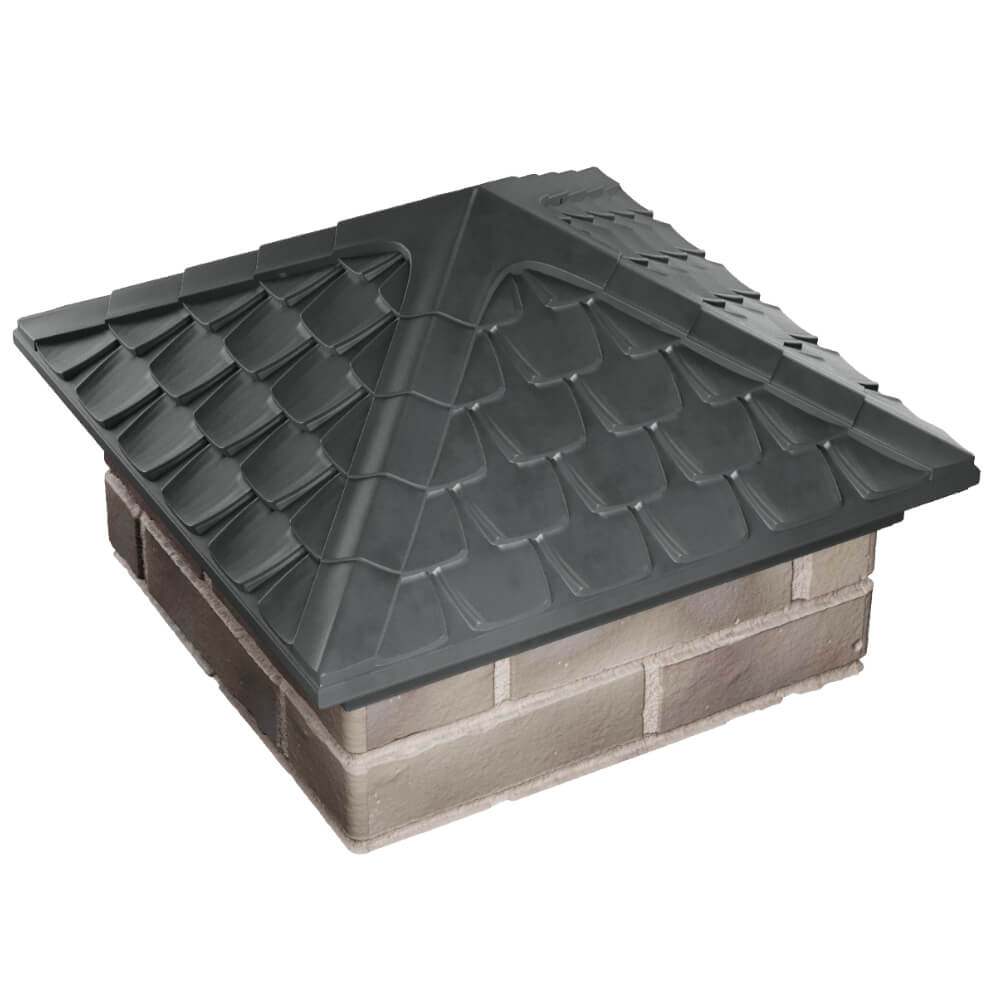 Колпак Zking Эльбрус Серый на столб 1.5х1.5 кирпича (385х385мм) в Москве фото