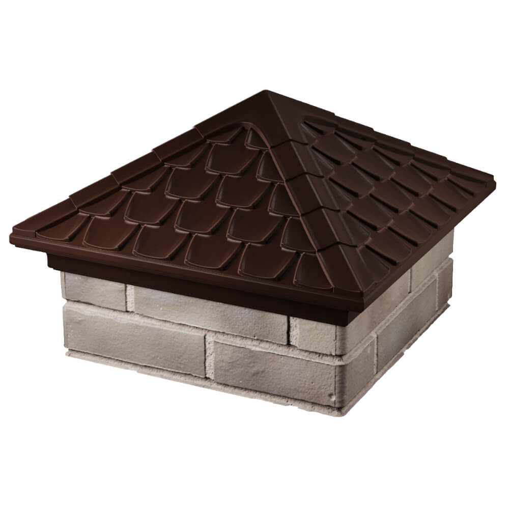 Колпак Zking Эльбрус Коричневый на столб 1.5х1.5 кирпича (385х385мм) в Москве фото