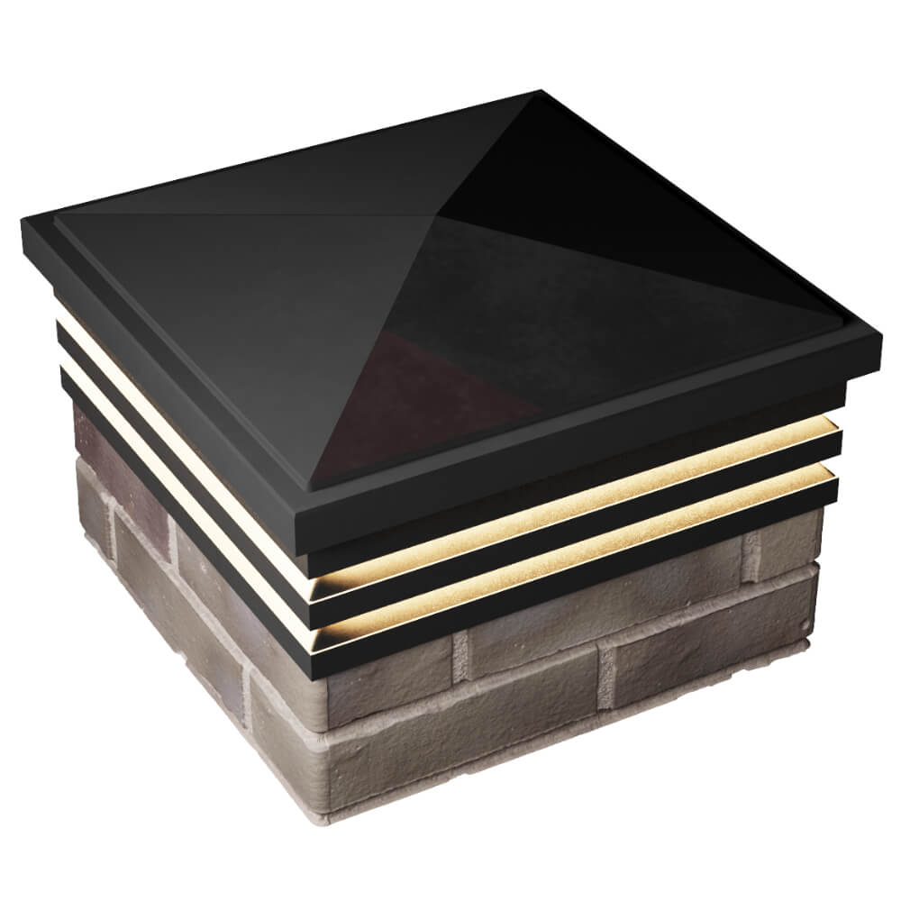 Колпак Zking Бона ХайТек Черный на столб 1.5х1.5 кирпича (385х385мм) с подсветкой в Москве фото