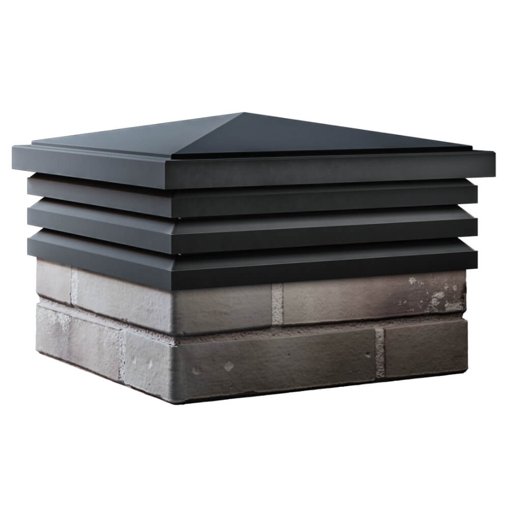 Колпак Zking Бона ХайТек Черный на столб 1.5х1.5 кирпича (385х385мм) в Москве фото