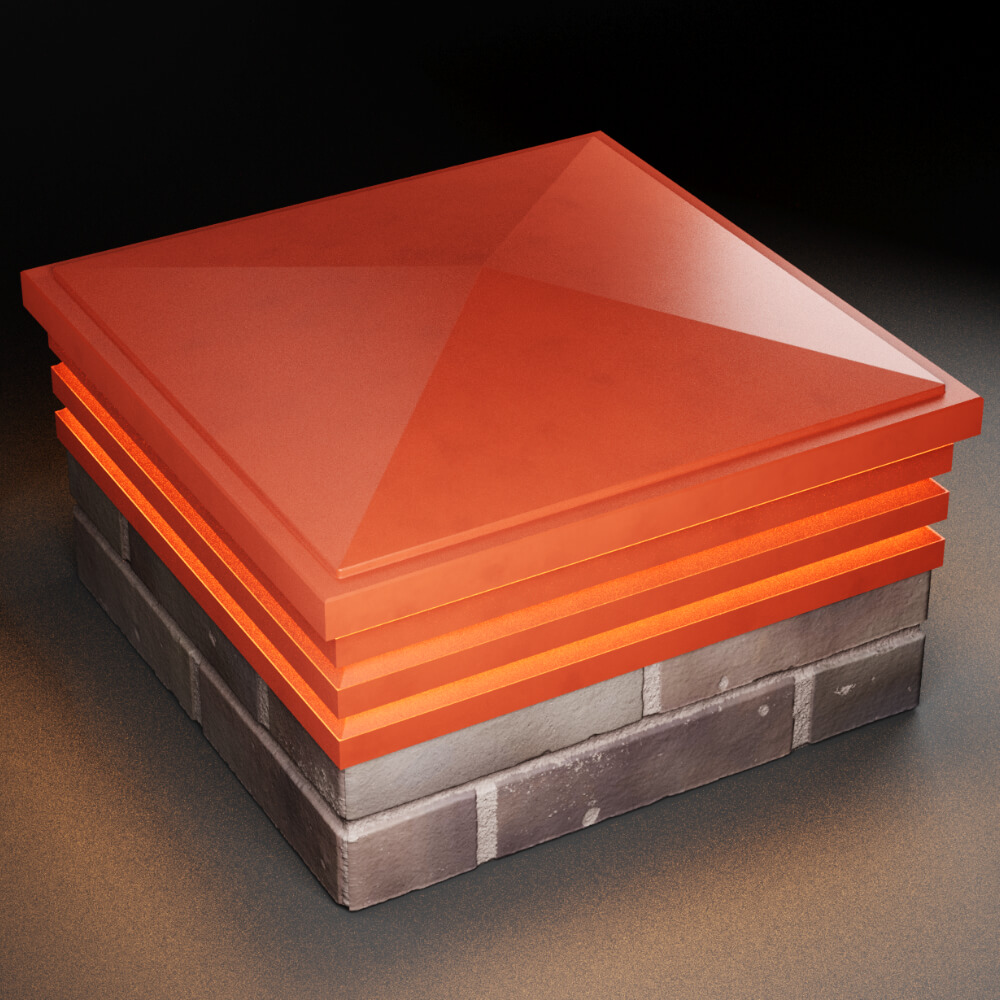 Колпак Zking Бона ХайТек Красный на столб 2х2 кирпича (513х513мм) с подсветкой в Москве фото