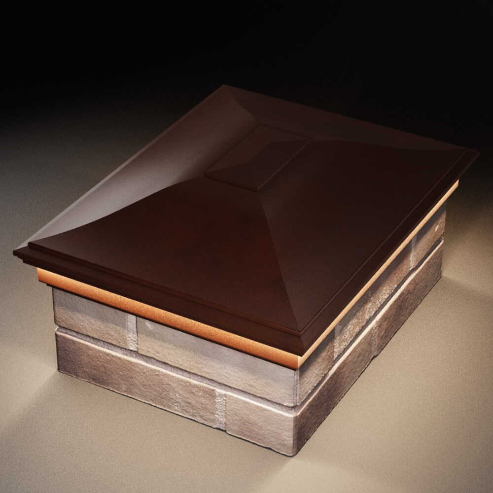 Колпак Zking Монблан Коричневый на столб 2х1.5 кирпича (515х385мм) c подсветкой в Москве фото