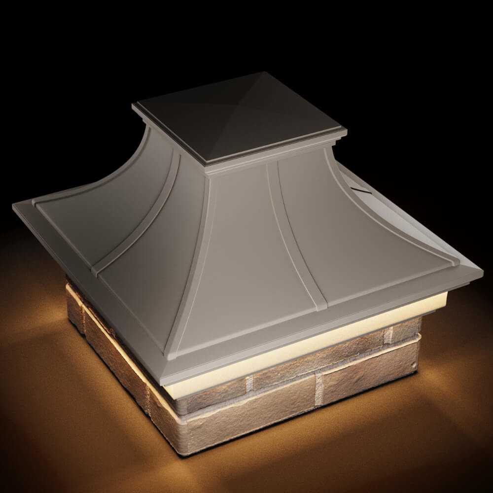 Колпак Zking Монблан Премиум Бежевый на столб 1.5х1.5 кирпича (385х385мм) с подсветкой в Москве фото