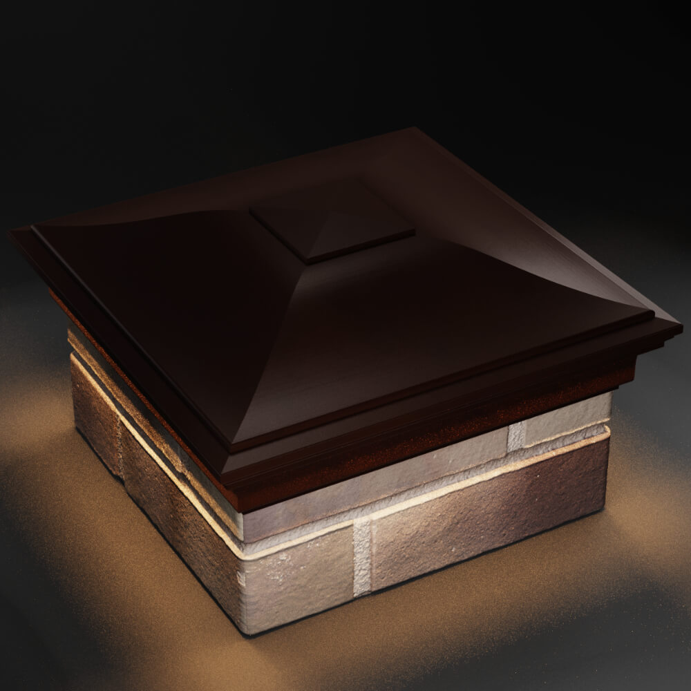 Колпак Zking Монблан Коричневый на столб 1.5х1.5 кирпича (385х385мм) с подсветкой в Москве фото