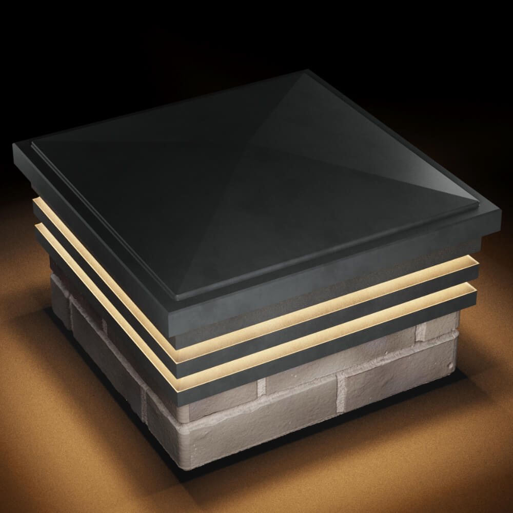 Колпак Zking Бона ХайТек Серый на столб 1.5х1.5 кирпича (385х385мм) с подсветкой в Москве фото