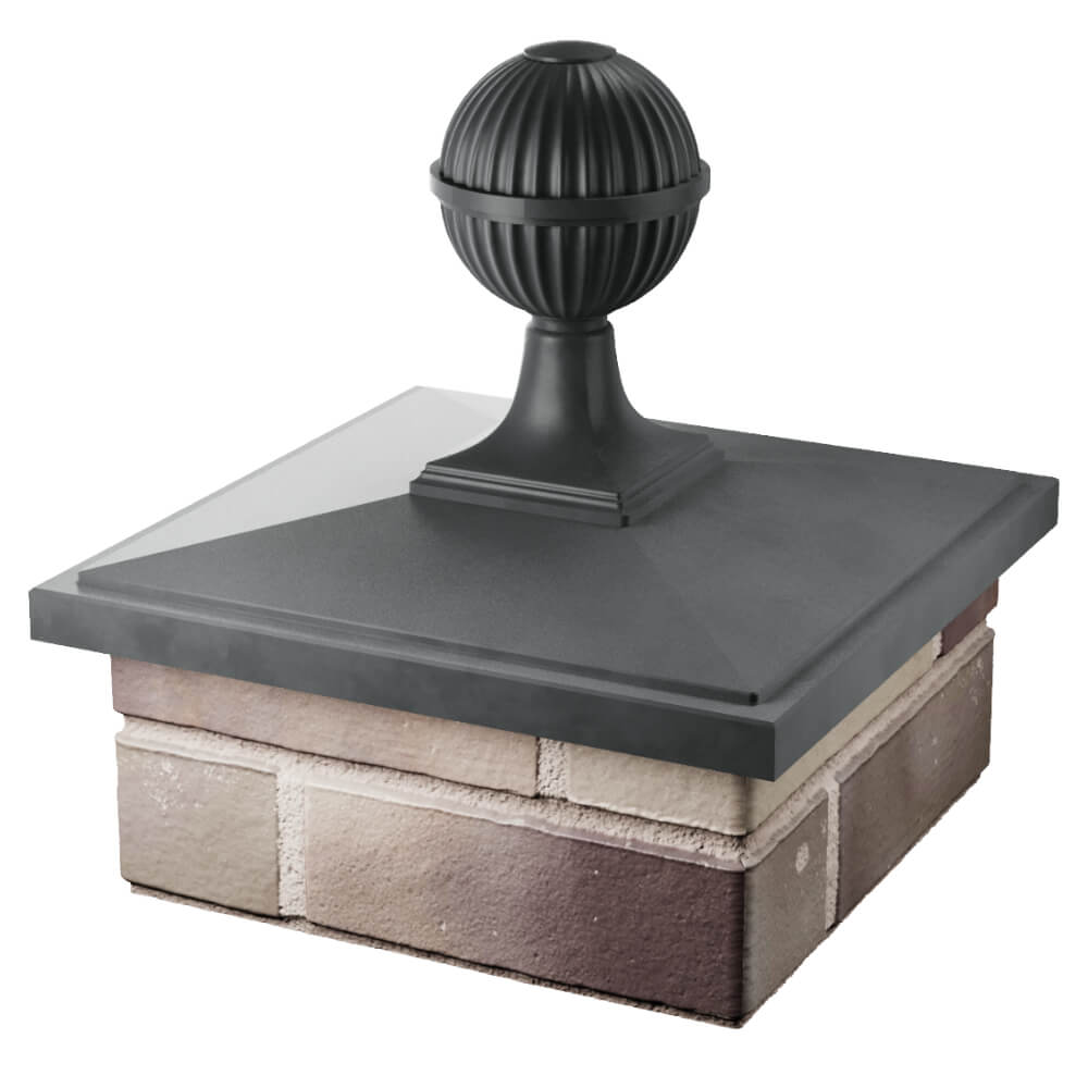Колпак Zking БонаМоно Серый с шаром на столб 1.5х1.5 кирпича (385х385, 400х400мм) в сборе в Москве фото