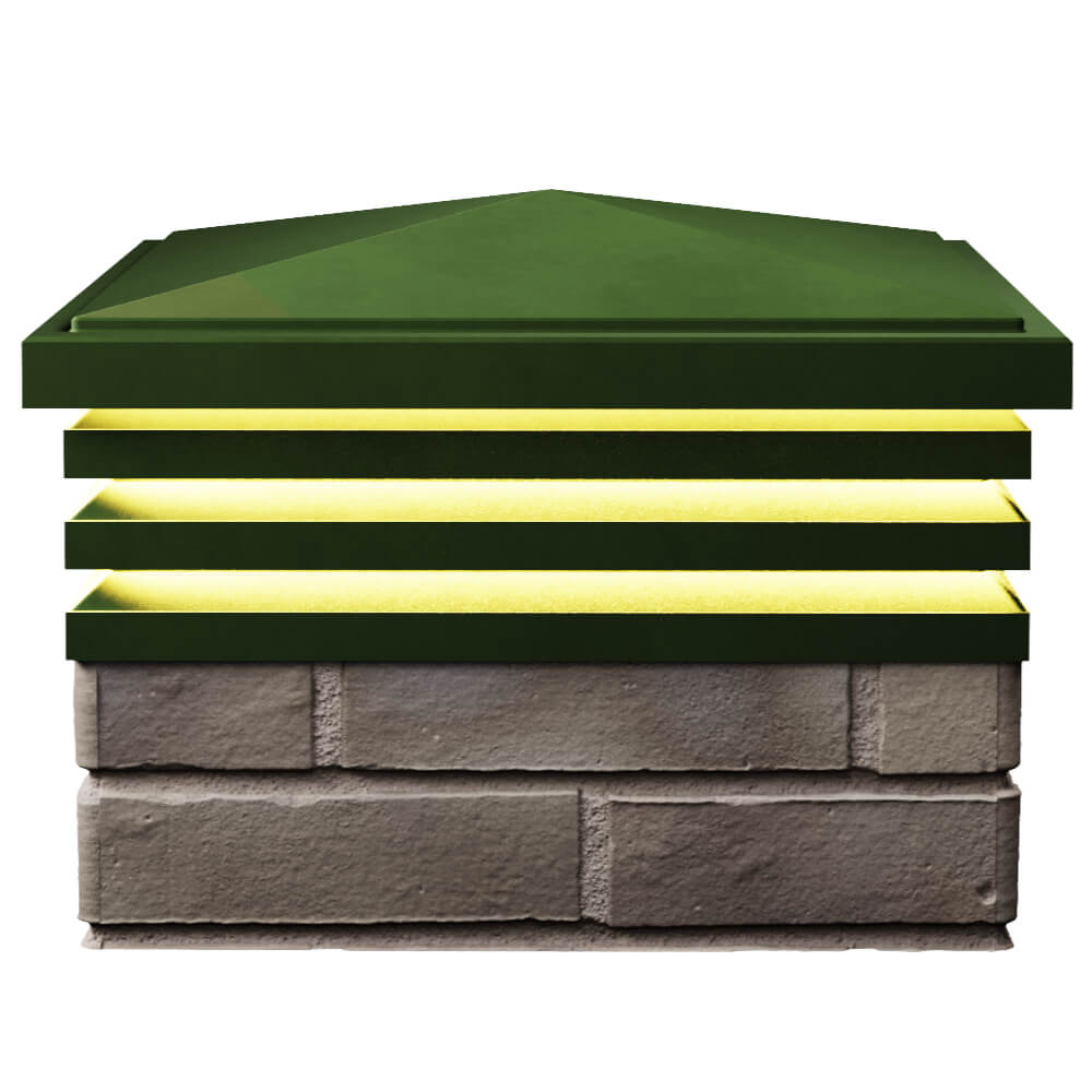 Колпак Zking Бона ХайТек Зеленый на столб 1.5х1.5 кирпича (385х385мм) с подсветкой в Москве фото