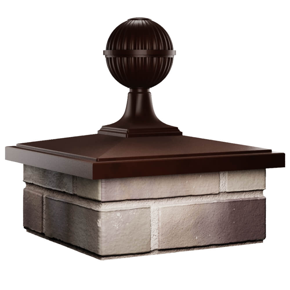 Колпак Zking БонаМоно Коричневый с шаром на столб 1.5х1.5 кирпича (385х385, 400х400мм) в сборе в Москве фото