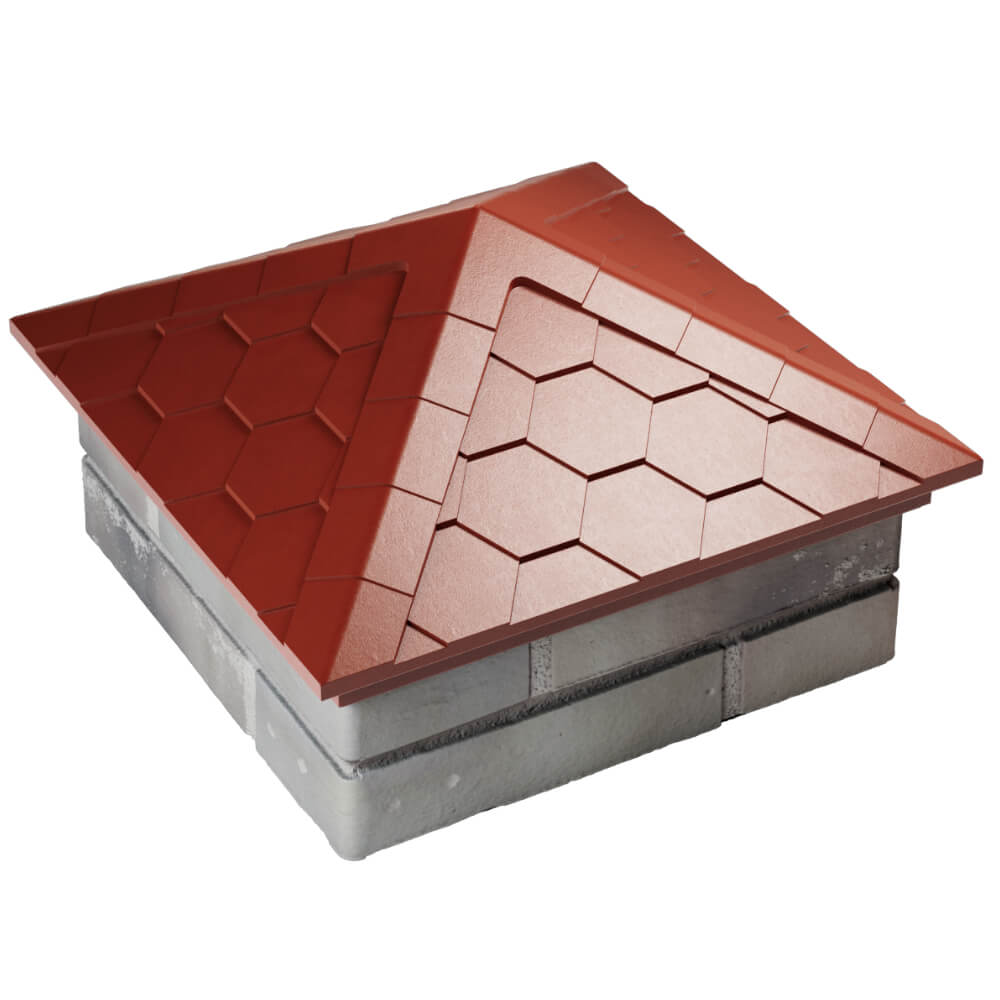 Колпак Zking Эверест Красный на столб 1.5х1.5 кирпича (390х390мм) в Москве фото