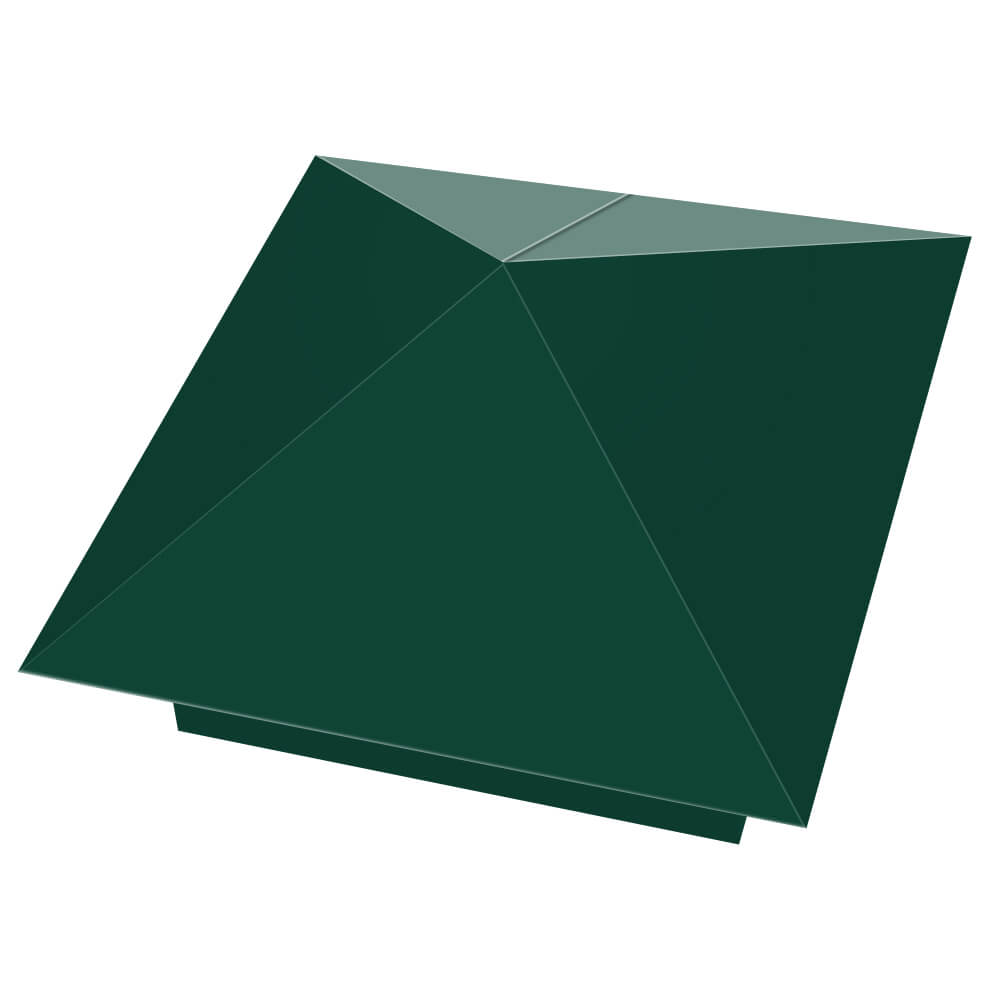 Колпак металлический 390х390мм RAL6005 Зеленый Мох заборный Москва фото