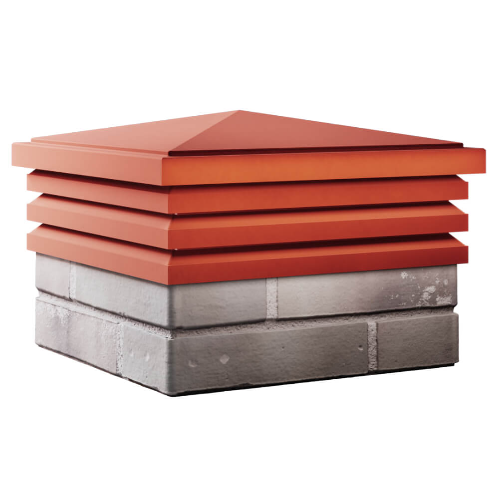 Колпак Zking Бона ХайТек Красный на столб 1.5х1.5 кирпича (385х385мм) в Москве фото