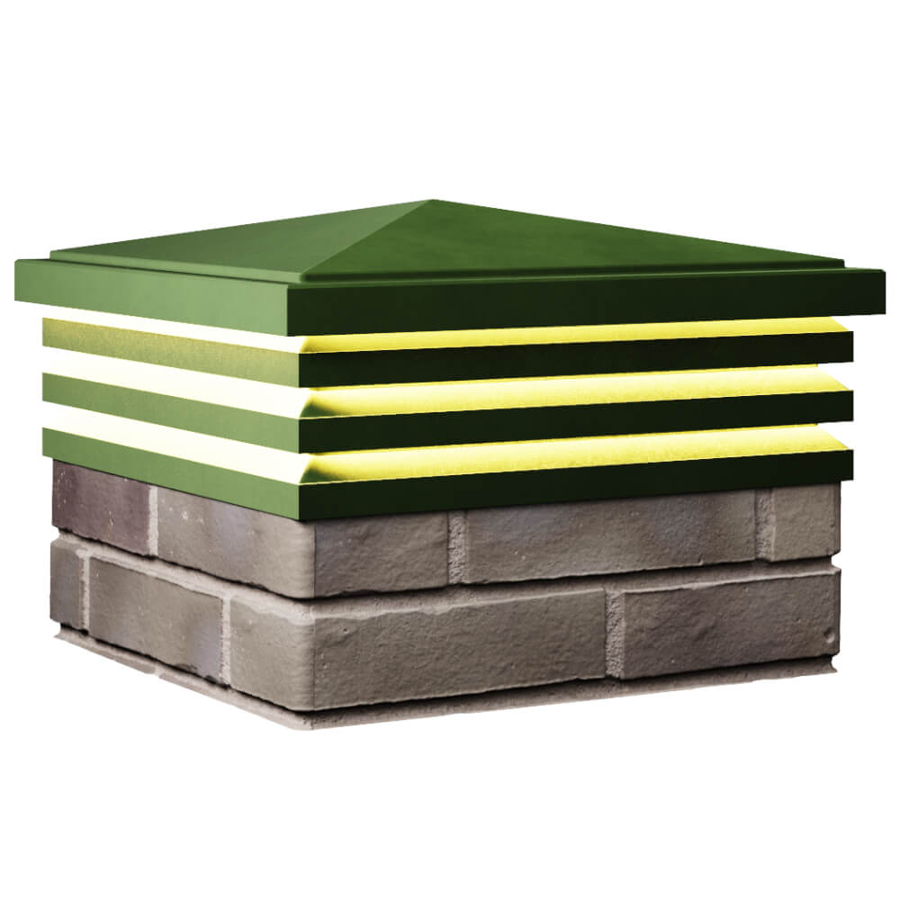 Колпак Zking Бона ХайТек Зеленый на столб 1.5х1.5 кирпича (385х385мм) с подсветкой в Москве фото