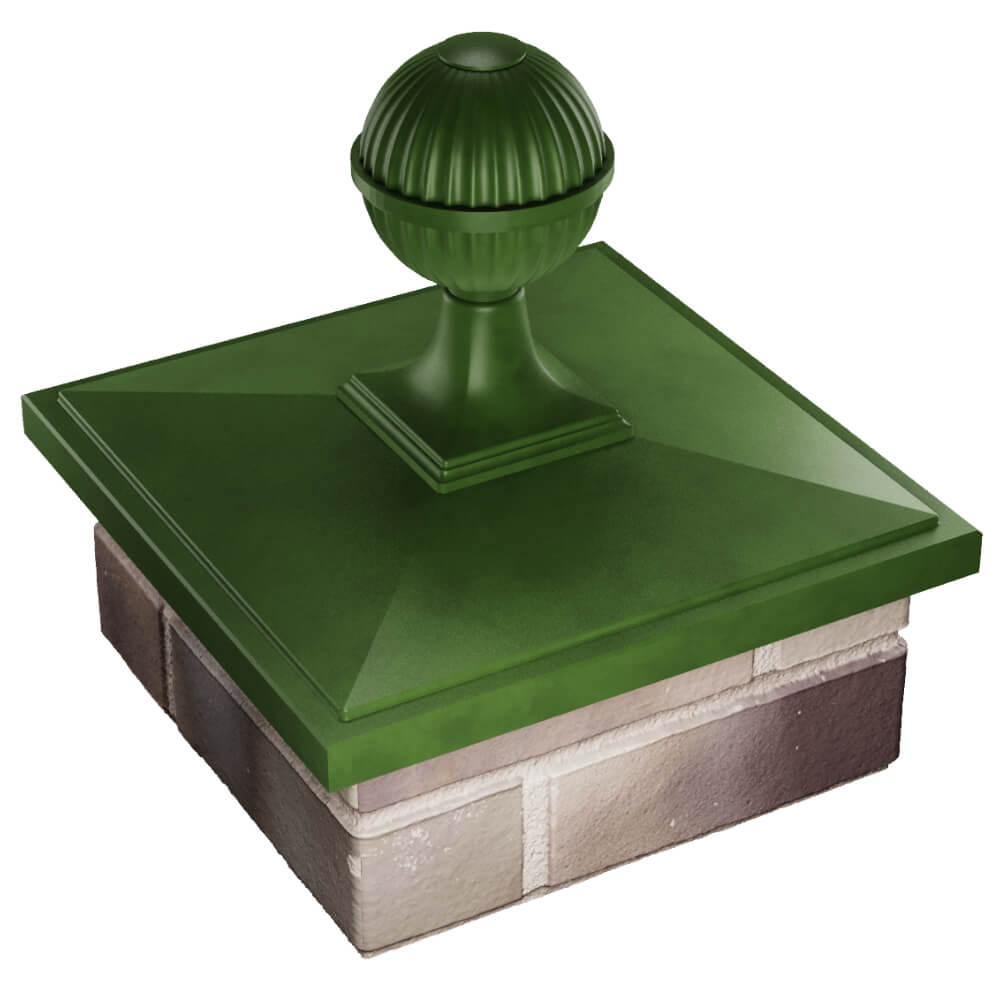 Колпак Zking БонаМоно Зеленый с шаром на столб 1.5х1.5 кирпича (385х385, 400х400мм) в сборе в Москве фото