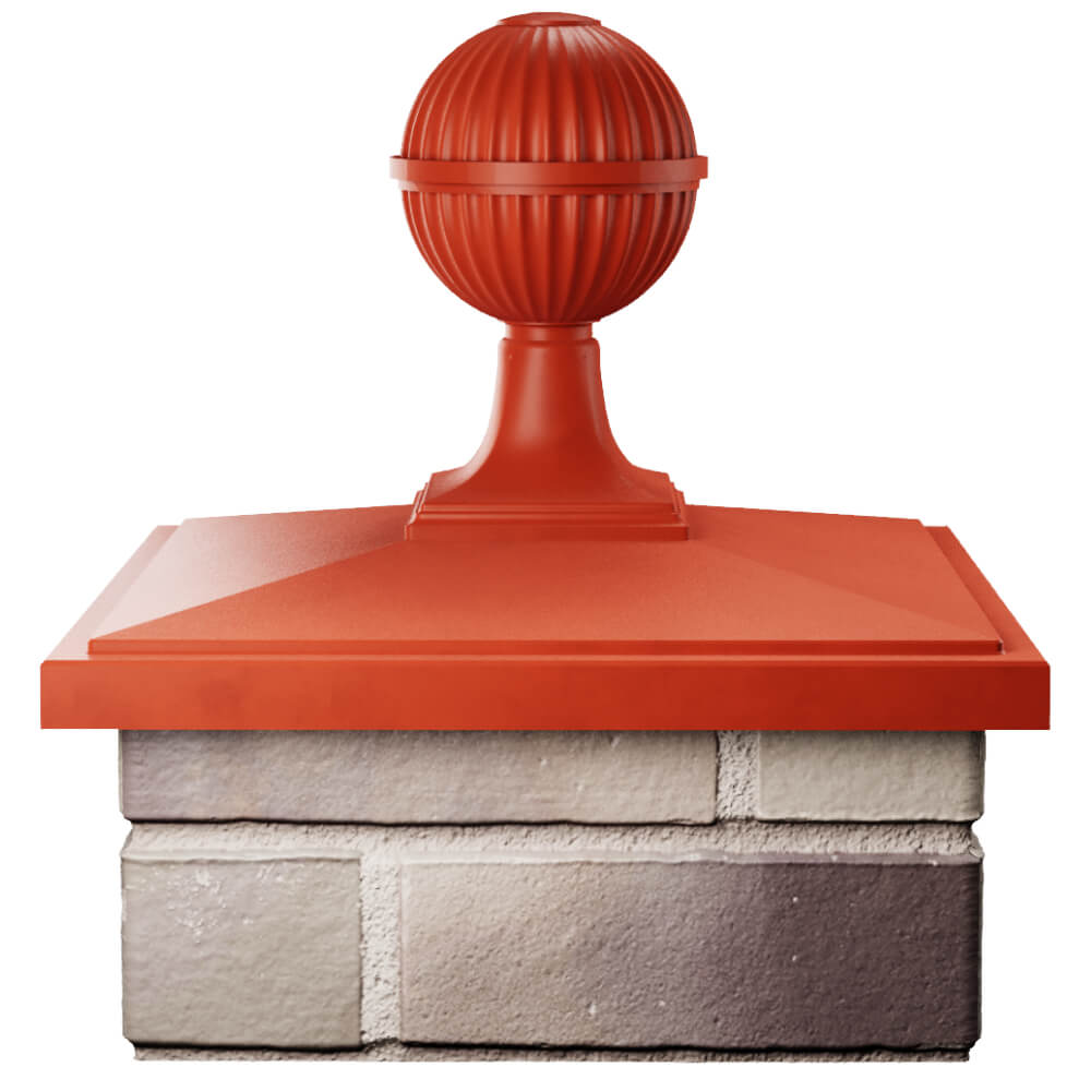 Колпак Zking БонаМоно Красный с шаром на столб 1.5х1.5 кирпича (385х385, 400х400мм) в сборе Москва фото