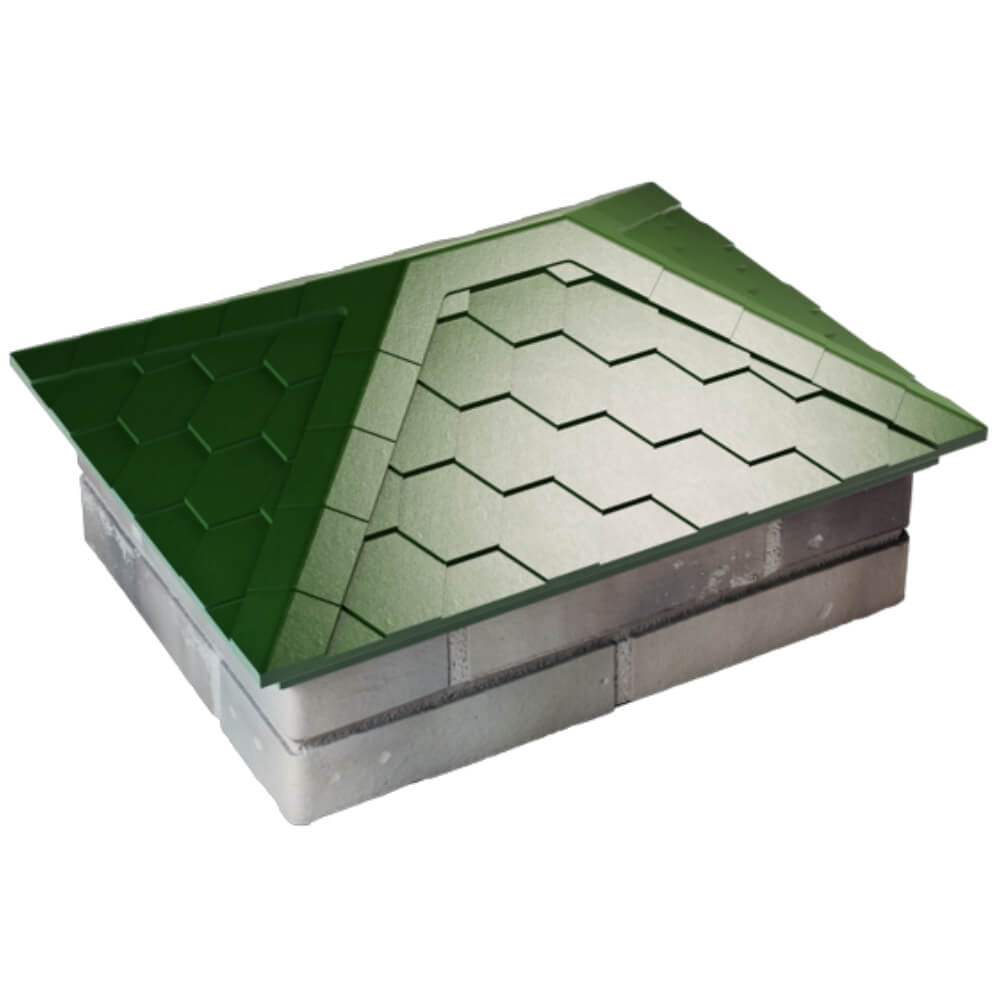 Колпак Zking Эверест Зеленый на столб 2х1.5 кирпича (520х390мм) Москва фото