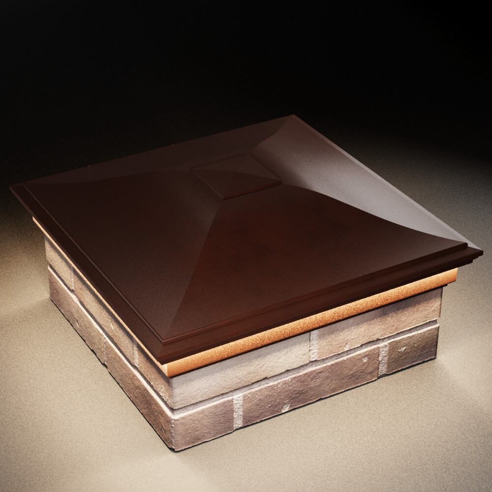 Колпак Zking Монблан Коричневый на столб 2х2 кирпича (515х515мм) c подсветкой в Москве фото