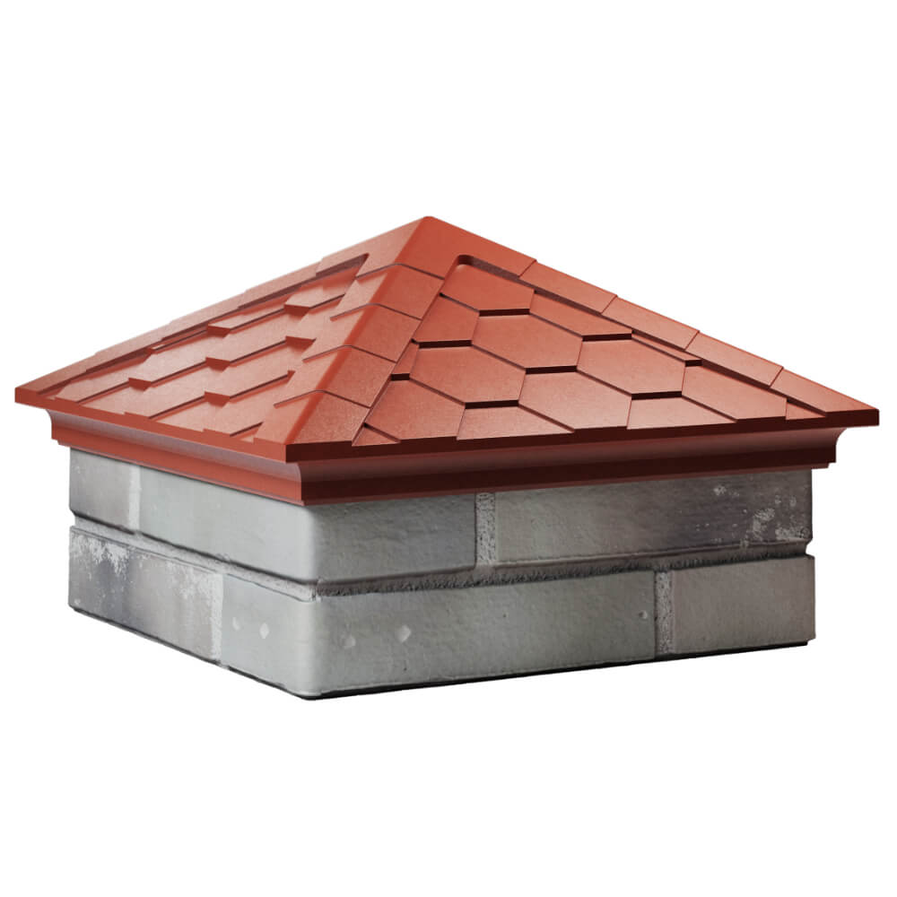 Колпак Zking Эверест Красный на столб 1.5х1.5 кирпича (390х390мм) в Москве фото