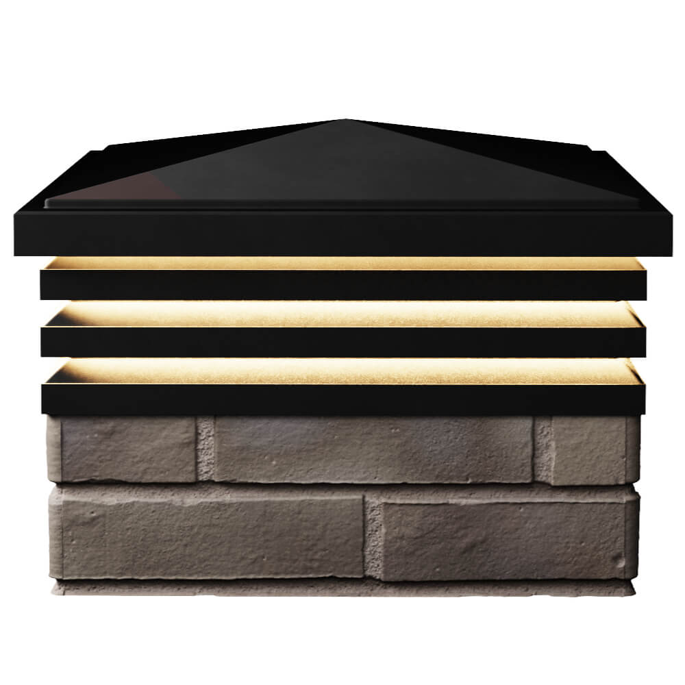 Колпак Zking Бона ХайТек Черный на столб 1.5х1.5 кирпича (385х385мм) с подсветкой в Москве фото