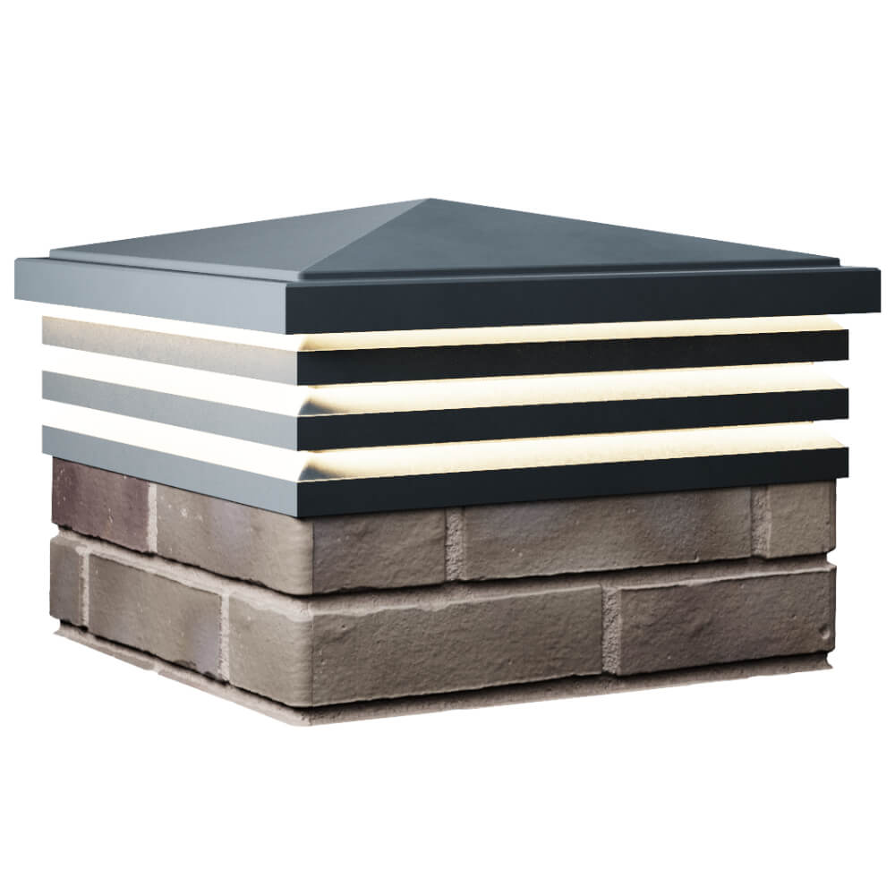 Колпак Zking Бона ХайТек Серый на столб 1.5х1.5 кирпича (385х385мм) с подсветкой в Москве фото