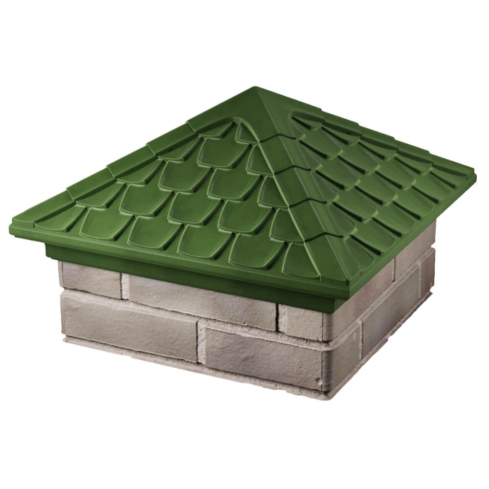 Колпак Zking Эльбрус Зеленый на столб 1.5х1.5 кирпича (385х385мм) в Москве фото