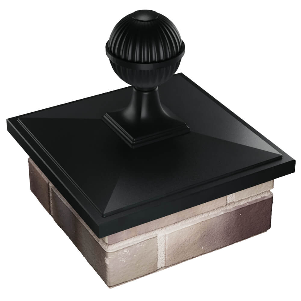 Колпак Zking БонаМоно Черный с шаром на столб 1.5х1.5 кирпича (385х385, 400х400мм) в сборе в Москве фото