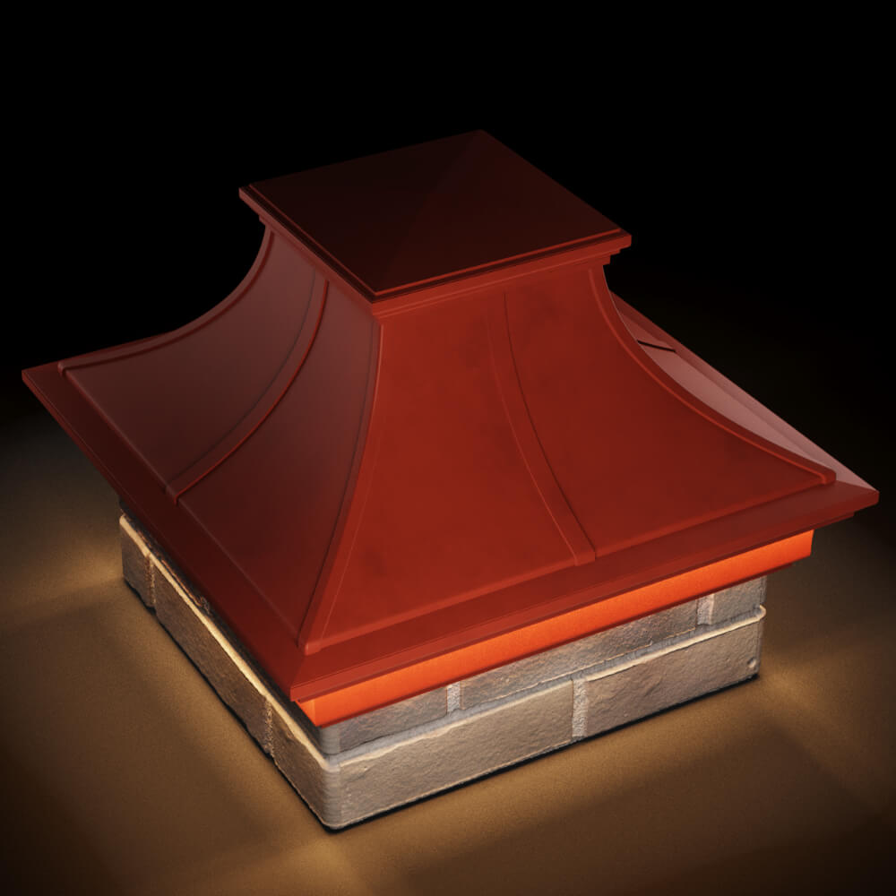 Колпак Zking Монблан Премиум Красный на столб 1.5х1.5 кирпича (385х385мм) с подсветкой в Москве фото