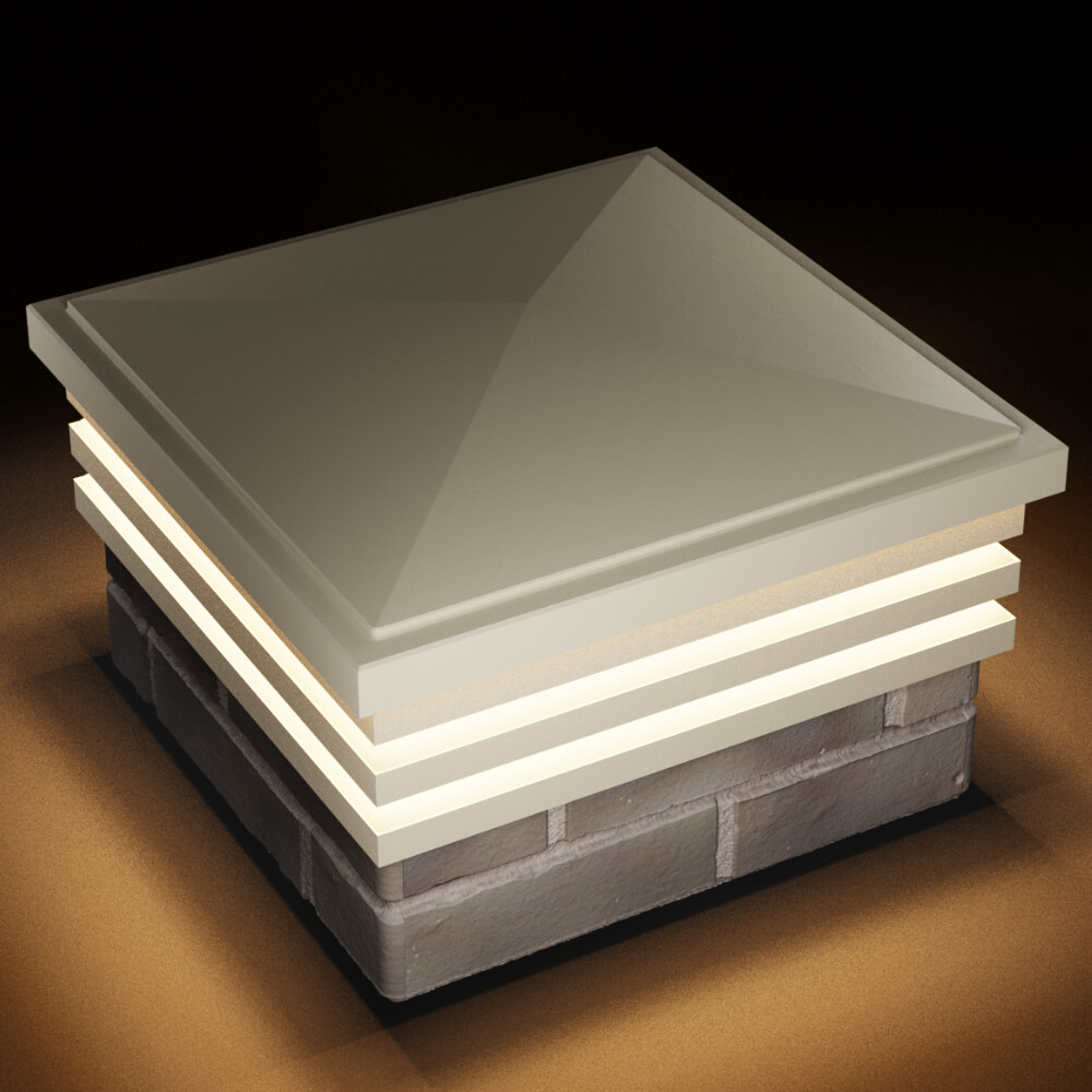 Колпак Zking Бона ХайТек Бежевый на столб 1.5х1.5 кирпича (385х385мм) с подсветкой в Москве фото