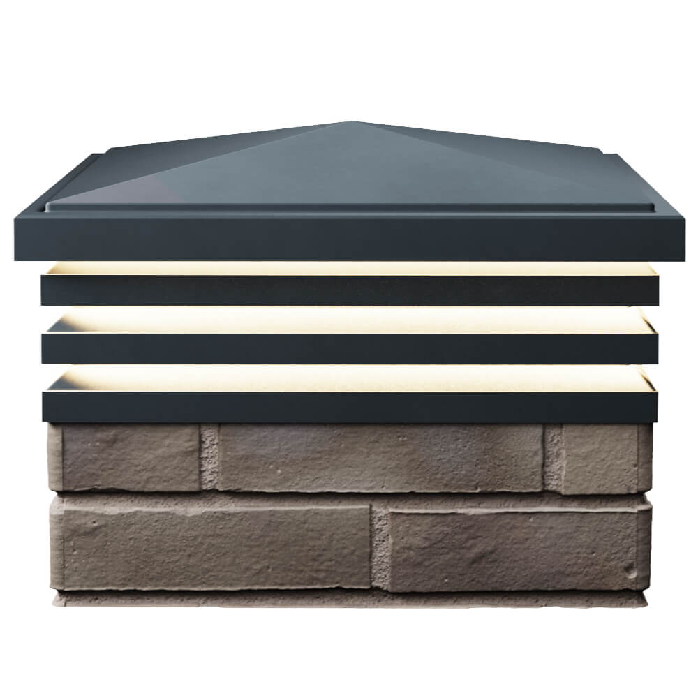 Колпак Zking Бона ХайТек Серый на столб 1.5х1.5 кирпича (385х385мм) с подсветкой в Москве фото