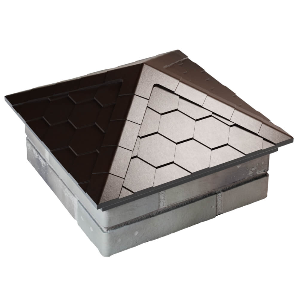 Колпак Zking Эверест Коричневый на столб 1.5х1.5 кирпича (390х390мм) в Москве фото