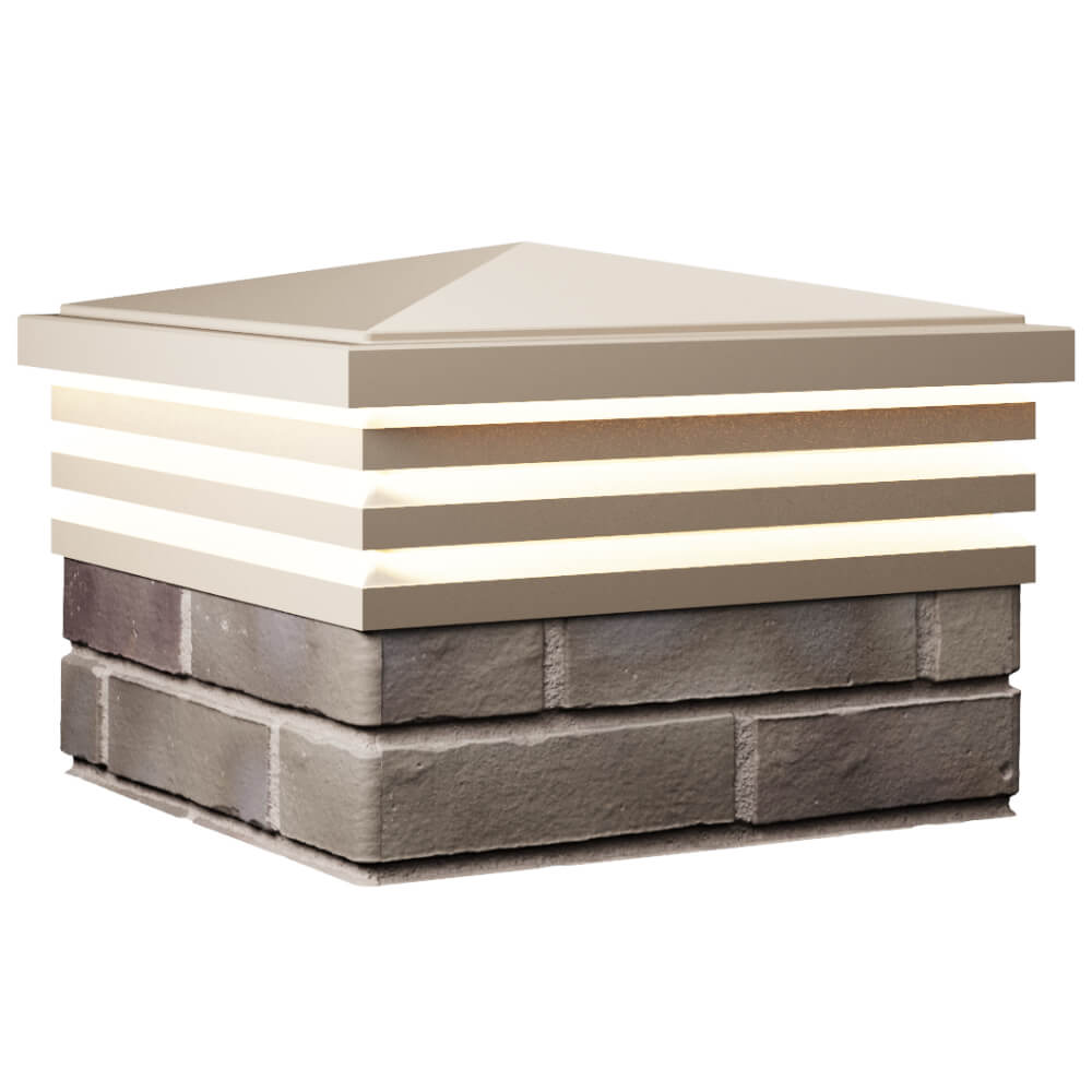 Колпак Zking Бона ХайТек Бежевый на столб 1.5х1.5 кирпича (385х385мм) с подсветкой в Москве фото