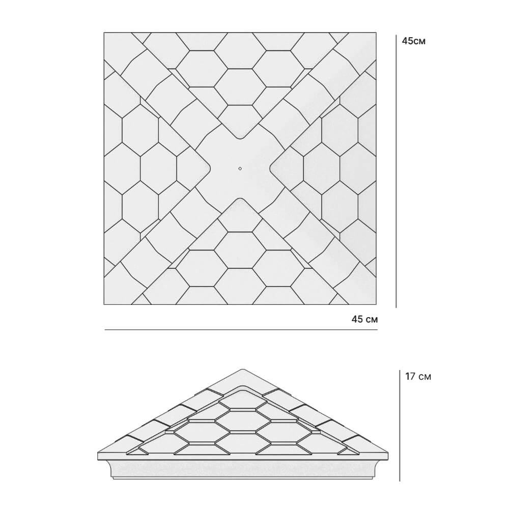 Колпак Zking Эверест Серый на столб 1.5х1.5 кирпича (390х390мм) в Москве фото