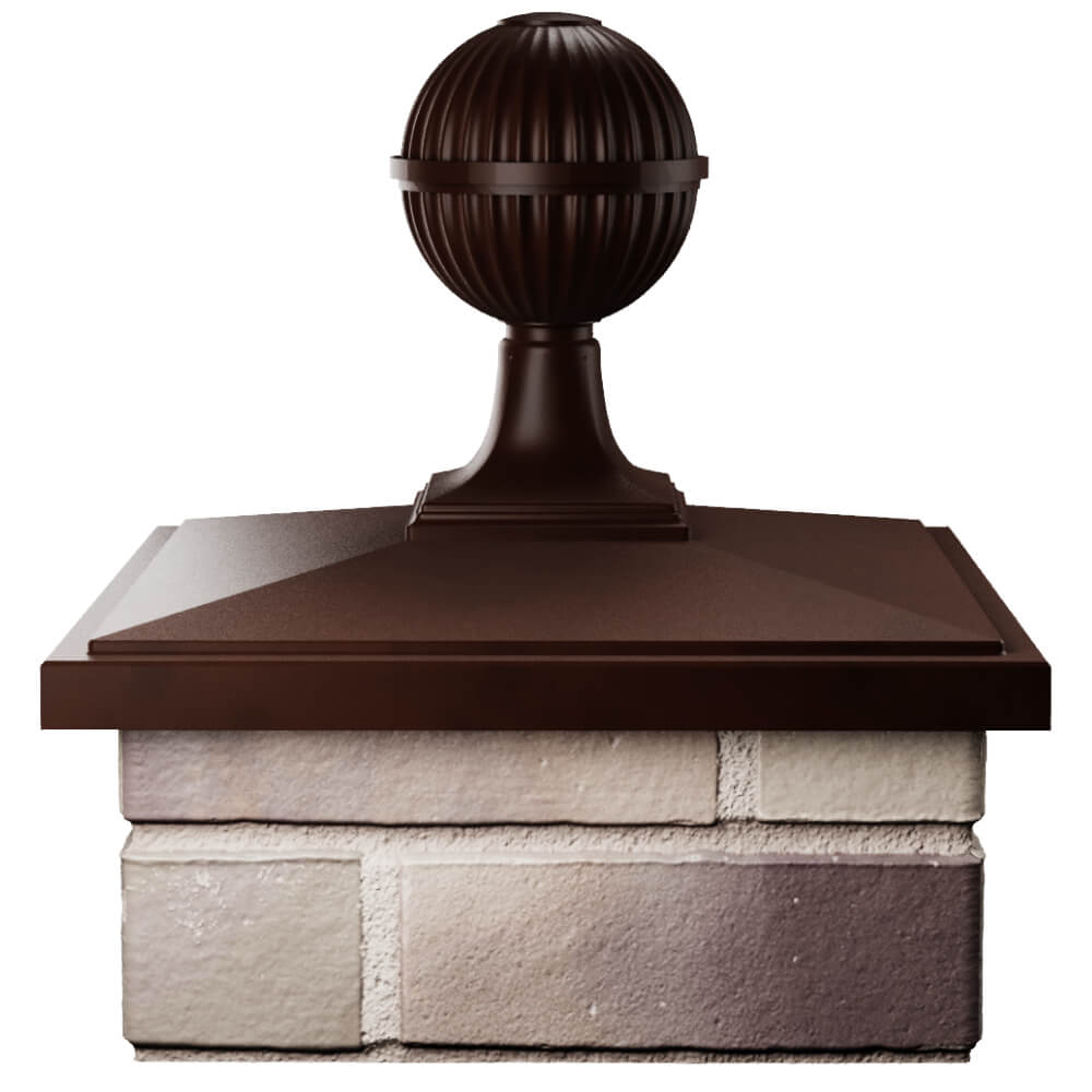 Колпак Zking БонаМоно Коричневый с шаром на столб 1.5х1.5 кирпича (385х385, 400х400мм) в сборе Москва фото
