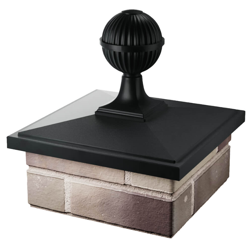 Колпак Zking БонаМоно Черный с шаром на столб 1.5х1.5 кирпича (385х385, 400х400мм) в сборе в Москве фото