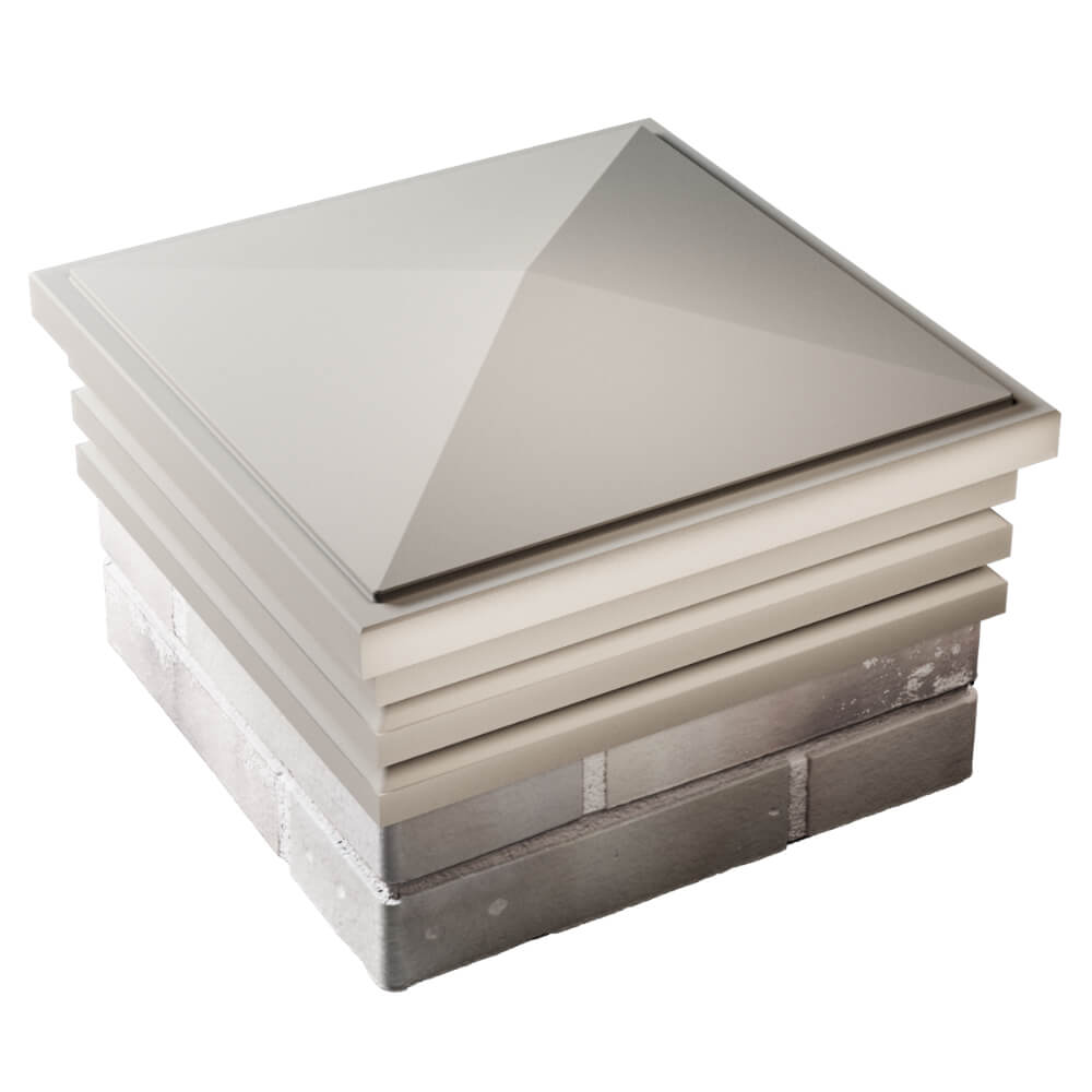 Колпак Zking Бона ХайТек Бежевый на столб 1.5х1.5 кирпича (385х385мм) в Москве фото