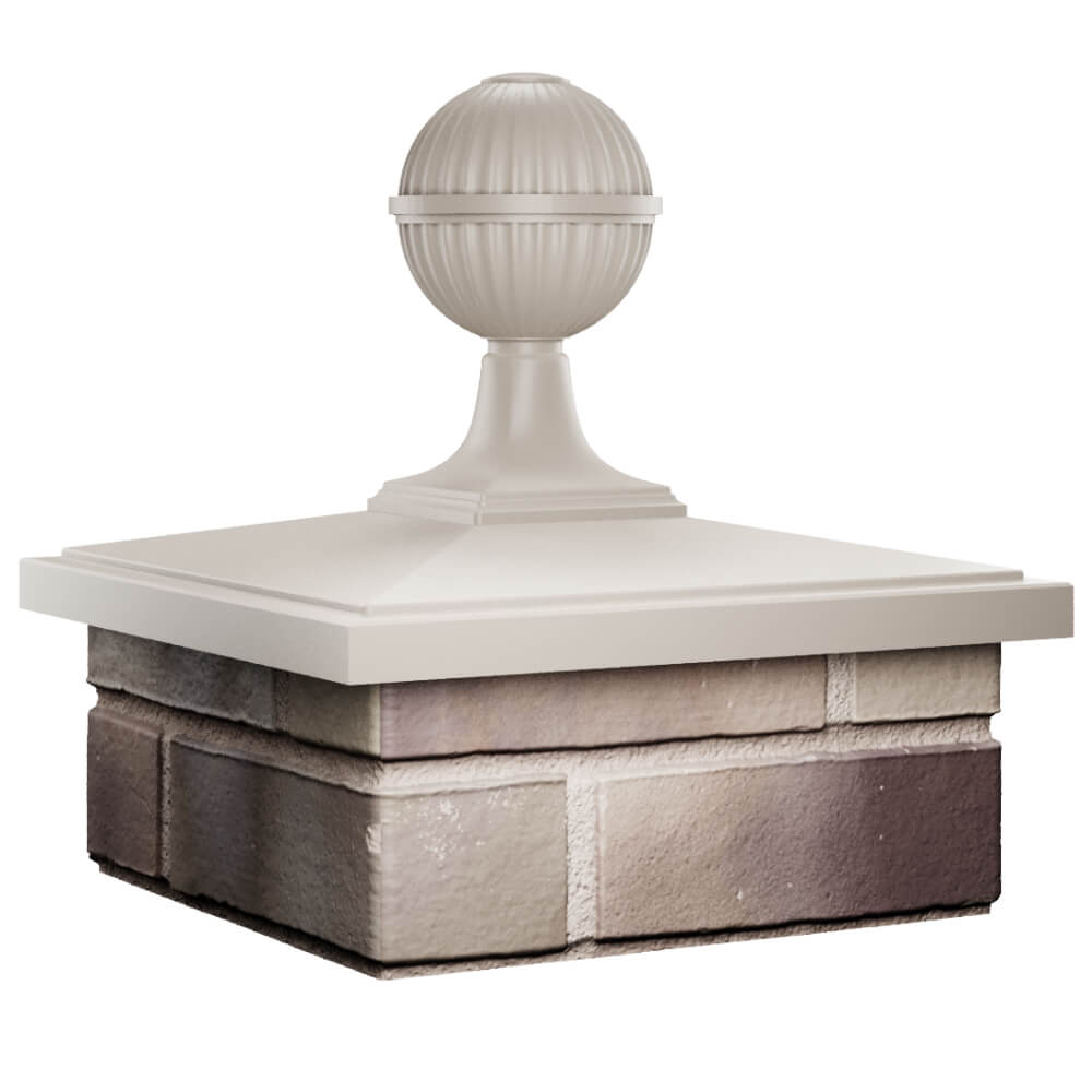 Колпак Zking БонаМоно Бежевый с шаром на столб 1.5х1.5 кирпича (385х385, 400х400мм) в сборе в Москве фото