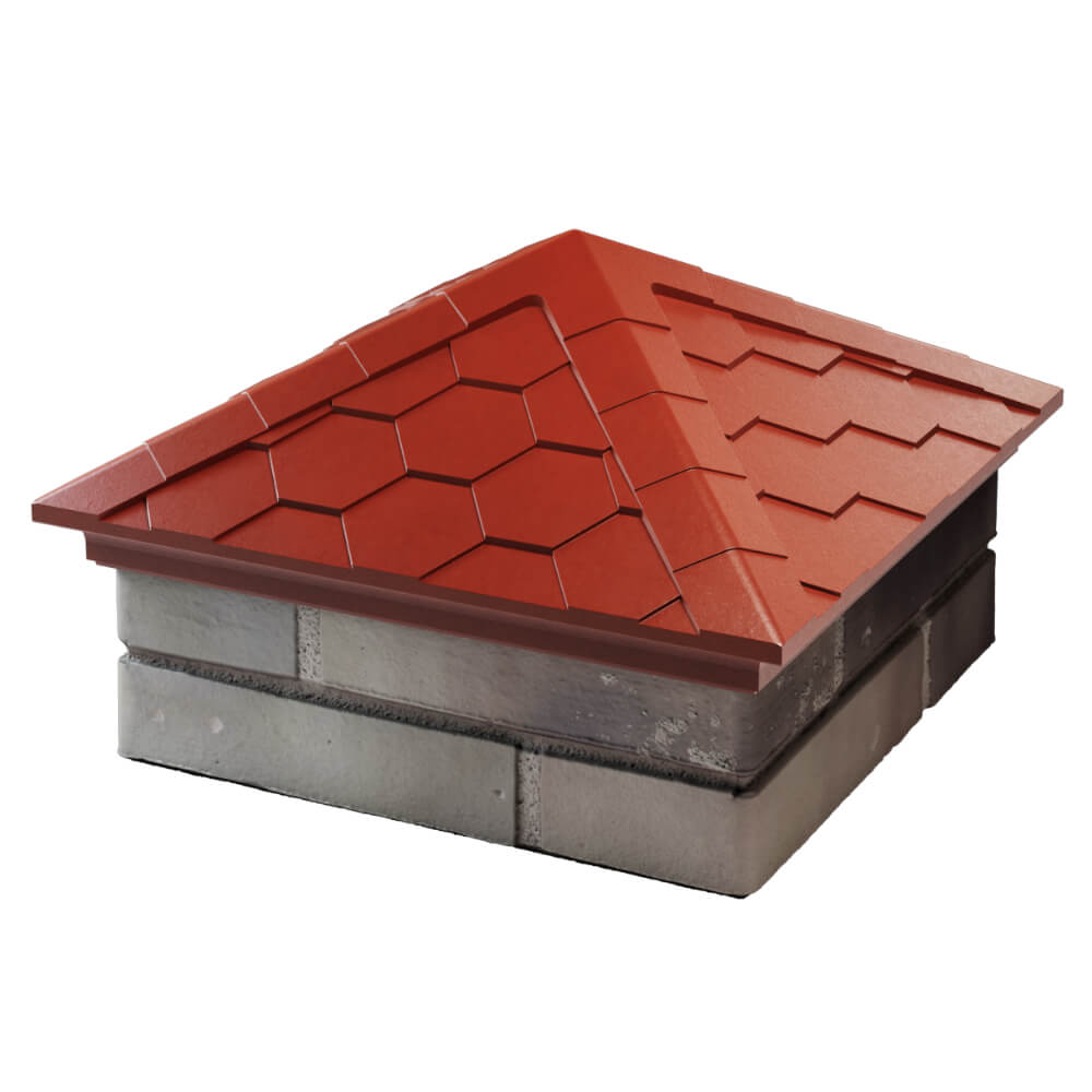 Колпак Zking Эверест Красный на столб 1.5х1.5 кирпича (390х390мм) в Москве фото