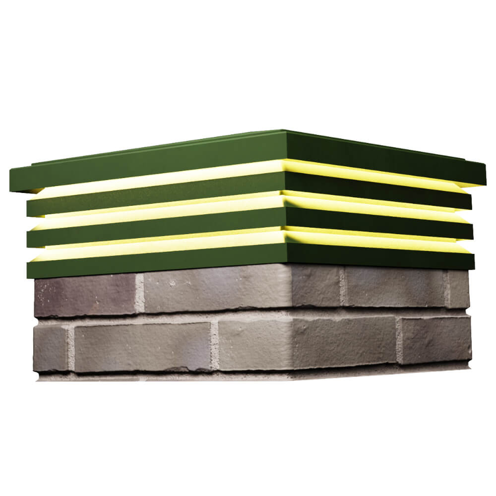 Колпак Zking Бона ХайТек Зеленый на столб 1.5х1.5 кирпича (385х385мм) с подсветкой в Москве фото