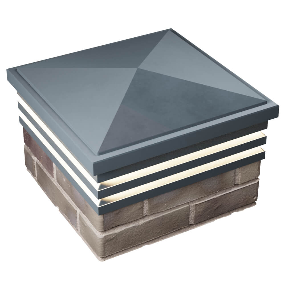 Колпак Zking Бона ХайТек Серый на столб 1.5х1.5 кирпича (385х385мм) с подсветкой в Москве фото