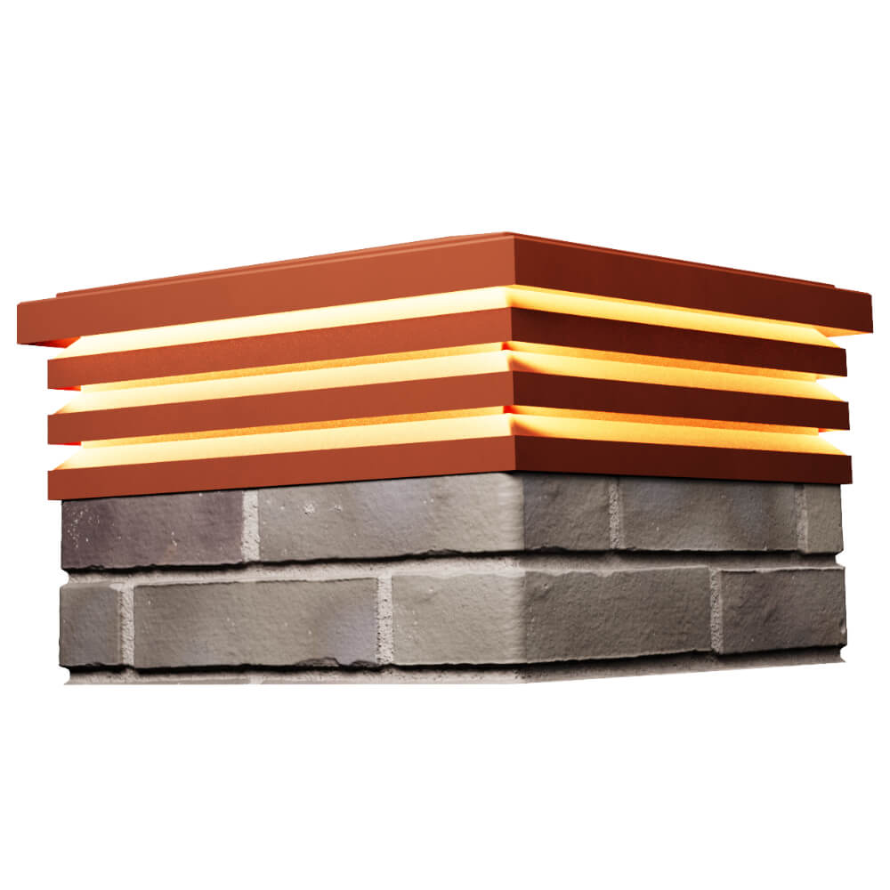 Колпак Zking Бона ХайТек Красный на столб 1.5х1.5 кирпича (385х385мм) с подсветкой в Москве фото